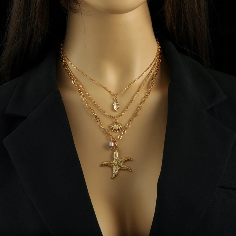 Starfish 3-Piece Necklace Set