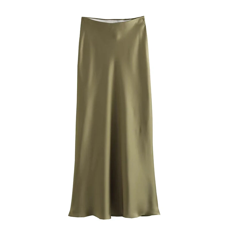 Anna Satin Midi Skirt